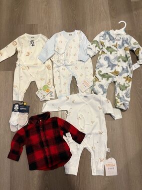 New baby infant boy fleece pajamas footed bodysuits long sleeve flannel top
